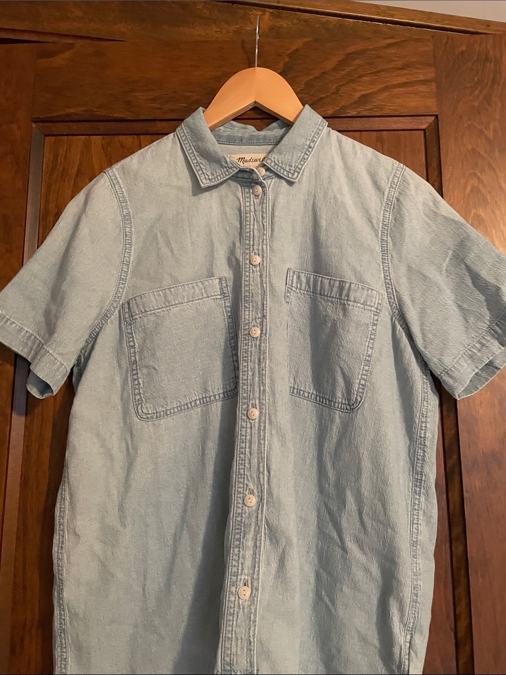 Madewell Pale Blue Short-Sleeve Denim Button-Up